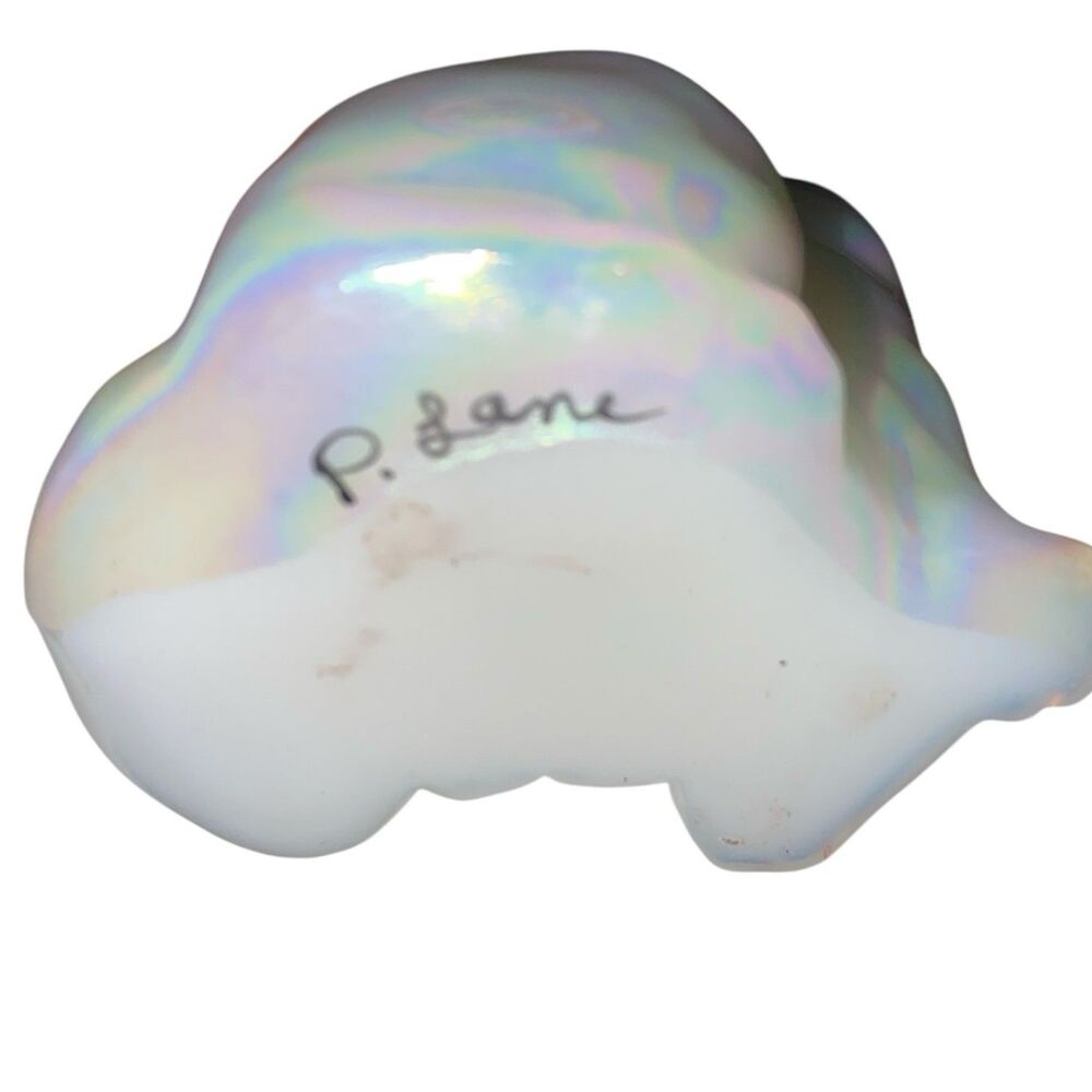 Fenton Opalescent Cat Figurine with  Purple Collar Signed Hand Painted - Picture 3 of 4